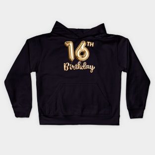 16th Birthday Gifts - Party Balloons Gold Kids Hoodie